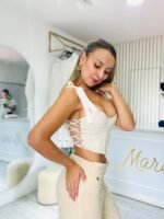 Corset beige ajustable con lazos laterales y copas reales nude - Imagen 2