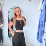 Pantalón negro Noches de París — doble pretina blanca y corte recto elegante