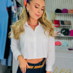 Camisa manga larga blanca corta