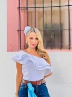 Blusa arandela tela tafetán tallas s m l - Imagen 2