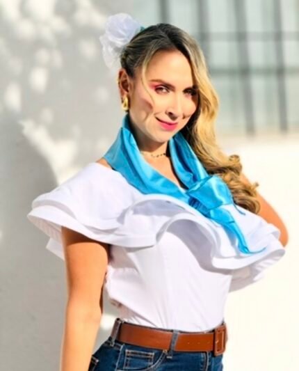 Blusa arandela tela tafetán tallas s m l
