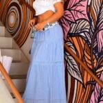 Falda larga azul claro