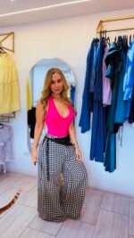 Pantalón de cuadros negro con bolsillos tallas m y l - Imagen 2