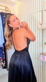 Vestido negro, Multiformas, tiras, ajustables y graduables, abertura fresco y como tallas, S , M,L - Imagen 3