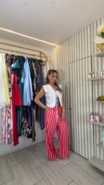 Chaleco blanco, talla S anudado frontal tela fresca - Imagen 2
