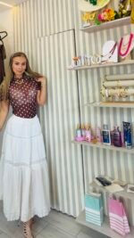 Blusa maya tex talla única café de puntos - Imagen 2