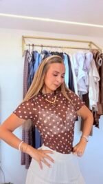 Blusa maya tex talla única café de puntos